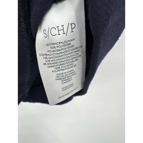 Cabi Womens Navy Elephant Print Sheer Overlay Blouse Back Zipper Size Small - Picture 4 of 5